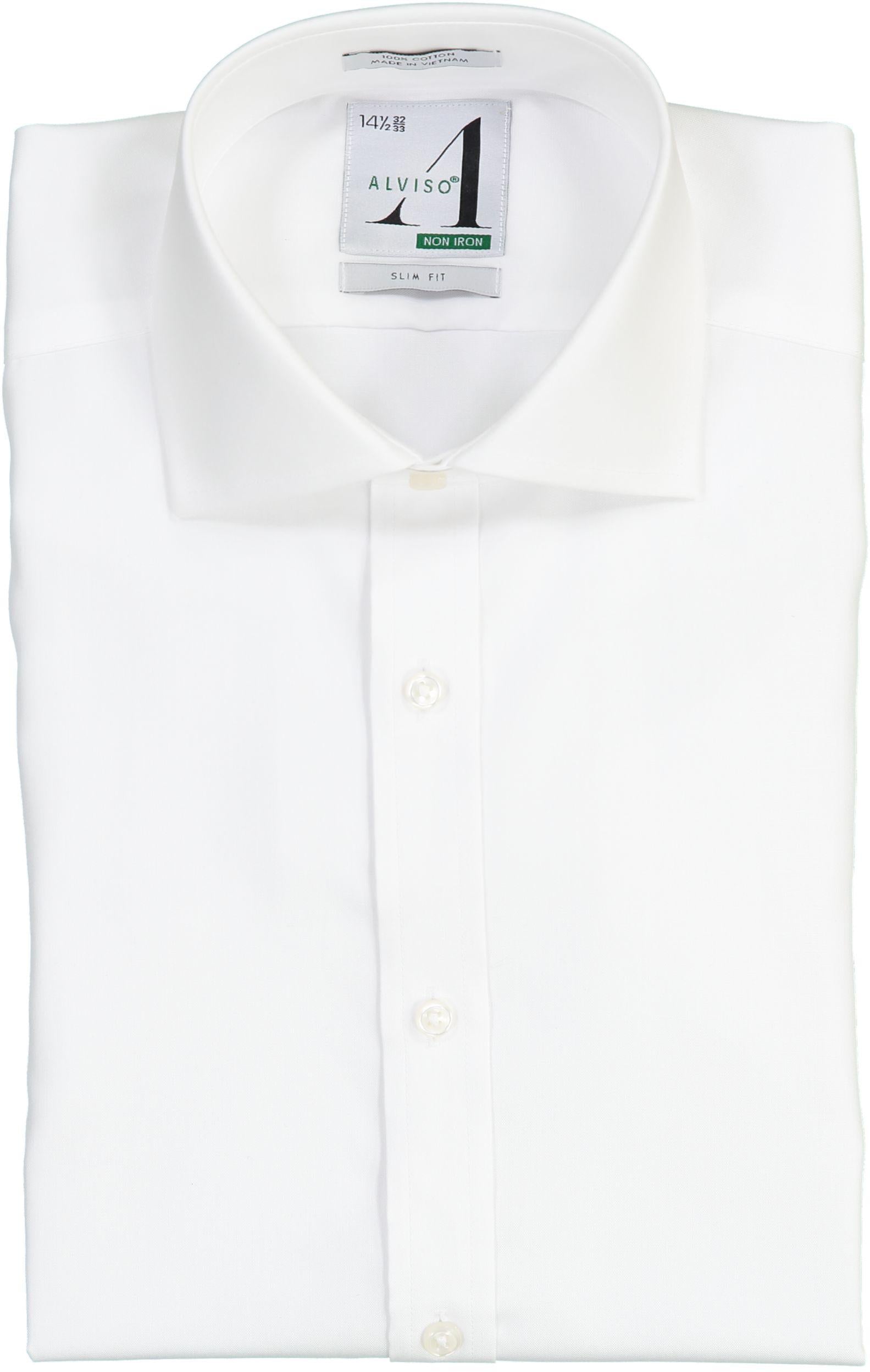 Alviso Mens White Long Sleeve 100% Cotton Non-Iron Dress Shirt - 1N42