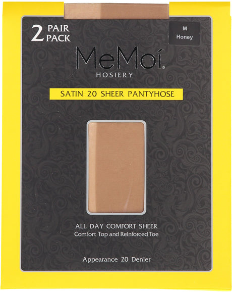 Memoi Womens Satin Sheer 20 Denier Pantyhose 2 Pack - MS-650