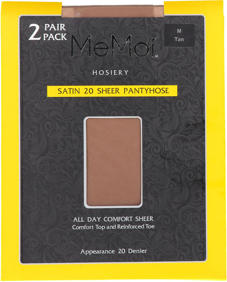 Memoi Womens Satin Sheer 20 Denier Pantyhose 2 Pack - MS-650