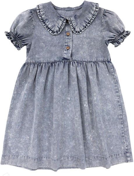 Analogie by Lil Legs Stonewash Collection Girls Peter Pan Short Sleeve Dress - SWPDS