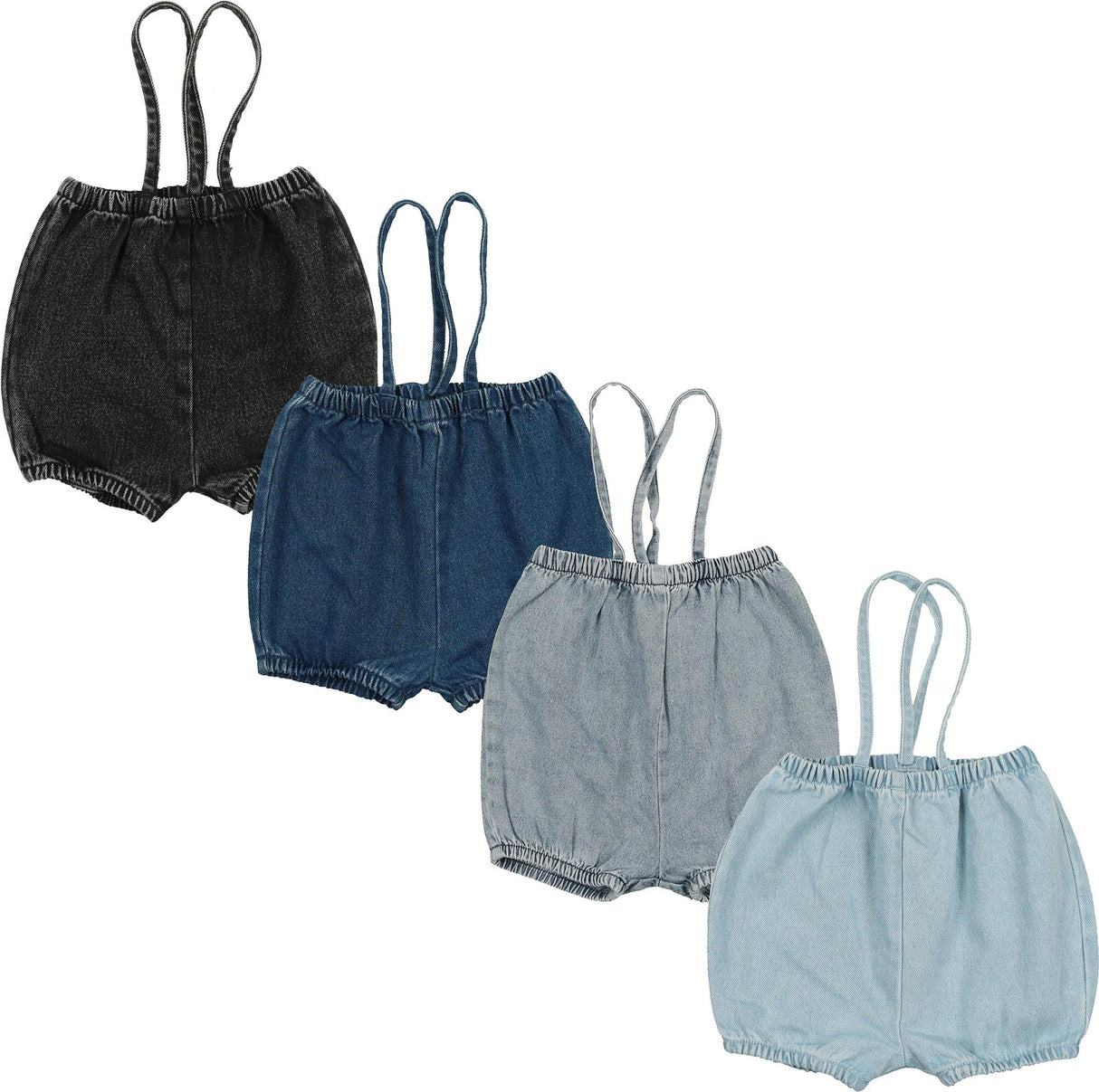 Lil Legs Denim Basic Collection Baby Toddler Boys Girls Bubble Suspender Shorts Overall - BSS