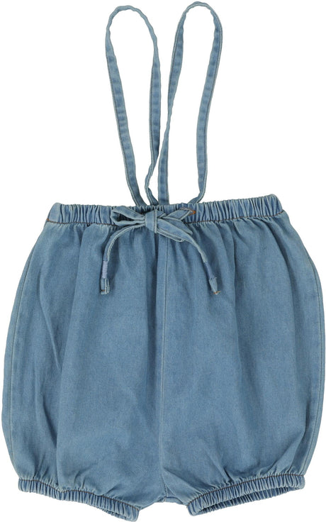 Analogie by Lil Legs Denim Tencel Collection Baby Toddler Boys Girls Bubble Suspender Shorts Overall - BSS