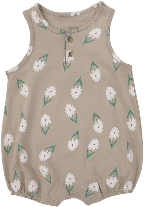 Analogie by Lil Legs Taupe Collection Baby Girls Flower Romper - TFR