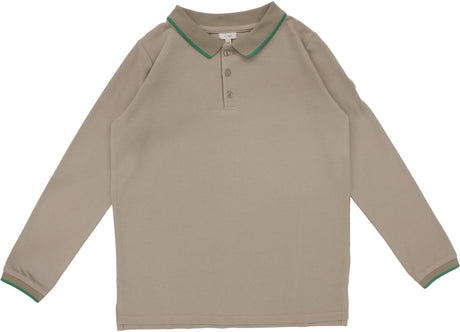 Analogie by Lil Legs Taupe Collection Boys Long Sleeve Polo Shirt - TPLS