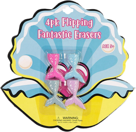 ShirtStop Mermaid Tail Pencil Topper Eraser 4 Pack - ANN18639