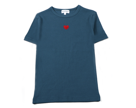 Bopop Girls Heart Embroidered Short Sleeve T-shirt - L815