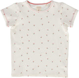 Analogie by Lil Legs Graphic Denim Collection Girls Cherry Floral Short Sleeve T-shirt Tee- GDCFTS