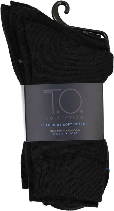 T.O. Collection Boys Cotton Flat Dress Socks 3 Pack - TO-CS2B