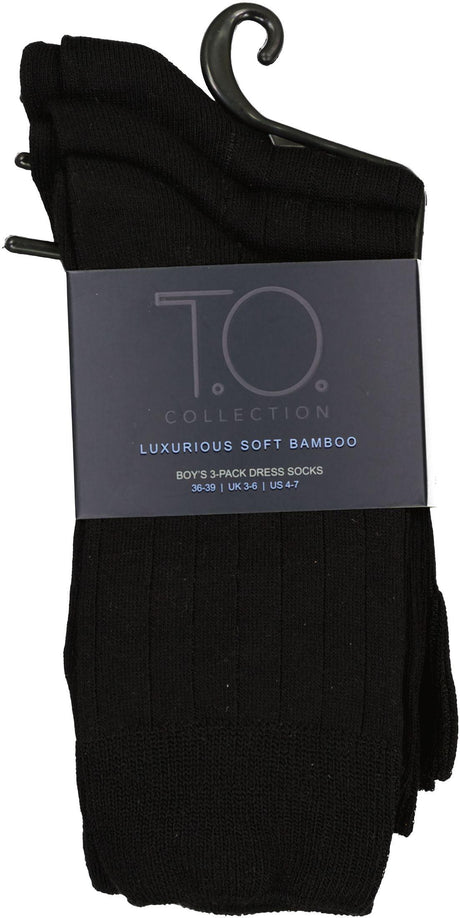 T.O. Collection Boys Bamboo Ribbed Dress Socks 3 Pack - TO-CS3B