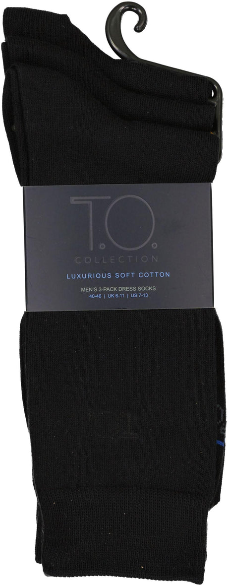 T.O. Collection Mens Cotton Flat Dress Socks 3 Pack - TO-CS2M