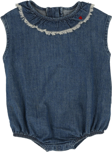 Analogie by Lil Legs Lightweight Denim Collection Baby Girls Fringe Romper - LWGR