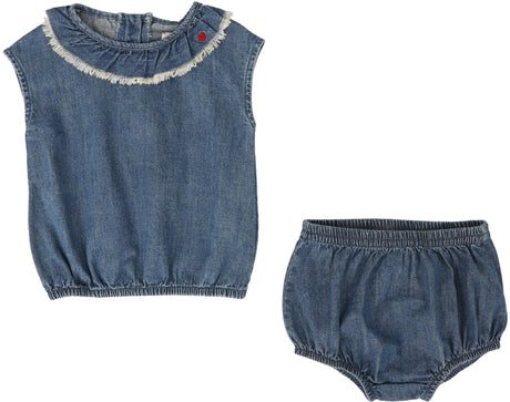 Analogie by Lil Legs Lightweight Denim Collection Baby Girls Fringe Outfit - LWGST