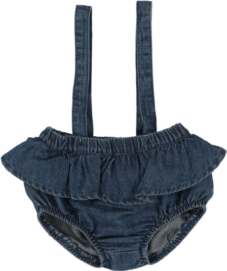 Analogie by Lil Legs Lightweight Denim Collection Baby Girls Flutter Suspender Bloomers - LWFSB