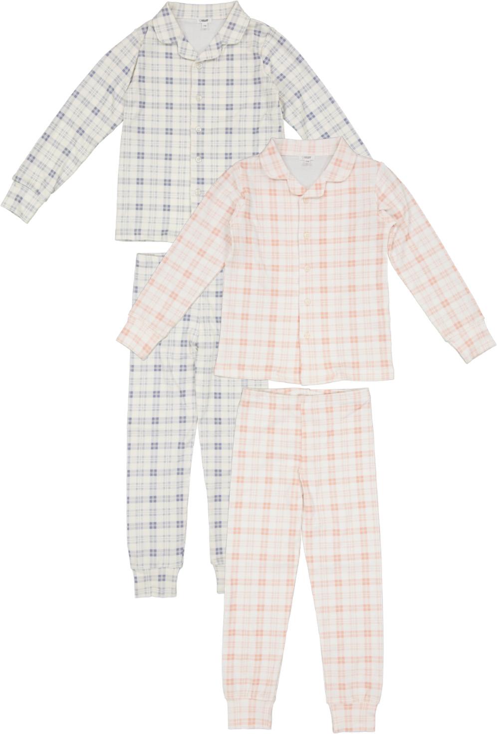 Bonjoy Boys Girls Plaid Grandpa Cotton Pajamas - SP250120S