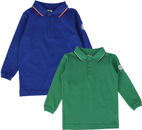 Lil Legs Boys Double Stripe Long Sleeve Polo Shirt - PDSPL