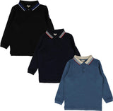 Lil Legs Boys Multi Stripe Collar Long Sleeve Polo Shirt - PMSCPL