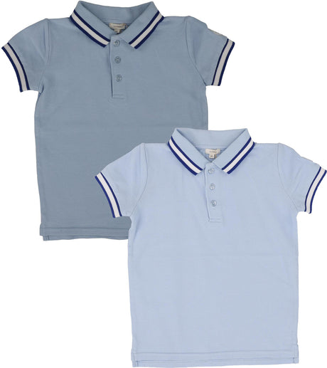 Lil Legs Boys Thick White Stripe Short Sleeve Polo Shirt - PTWS