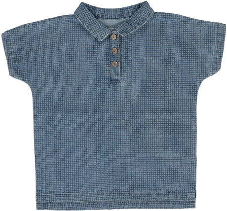 Analogie by Lil Legs Printed Denim Collection Boys Checked Short Sleeve Shirt - PDCS