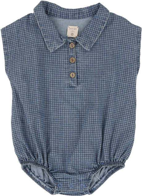 Analogie by Lil Legs Printed Denim Collection Baby Toddler Boys Checked Romper - PDCR