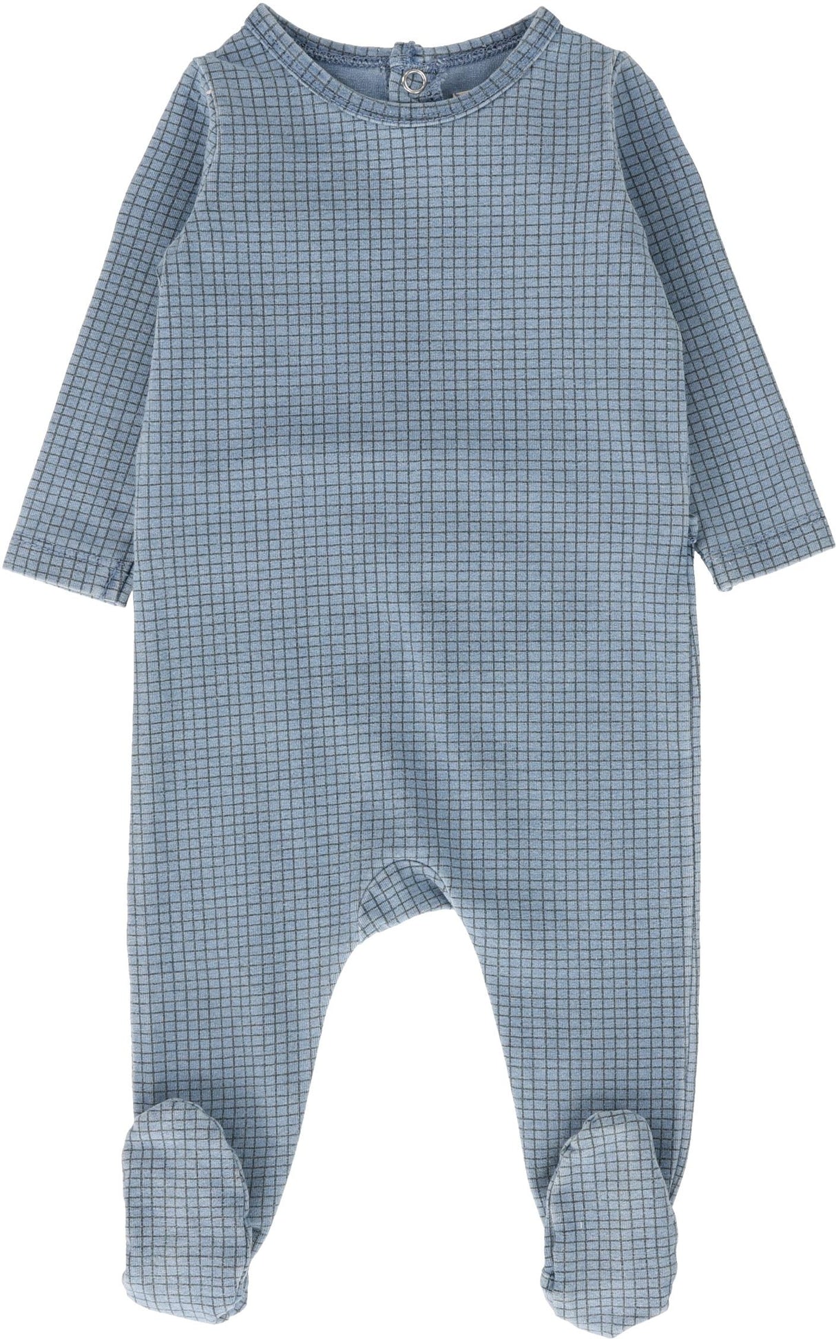 Analogie by Lil Legs Printed Denim Collection Baby Toddler Boys Checked Cotton Stretchie Footie - PDCF