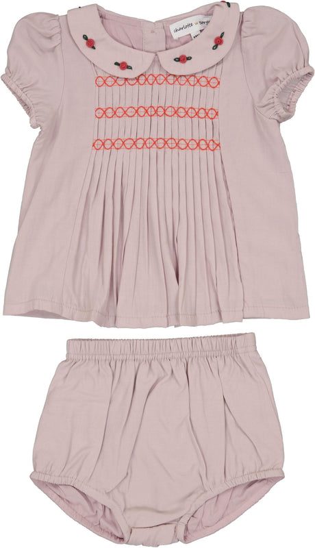 Charlotte & George Baby Girls Mini Pleat Outfit - SB5CP7147E