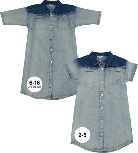 Crew Kids Denim Two-Tone Girls Dress - AL2900