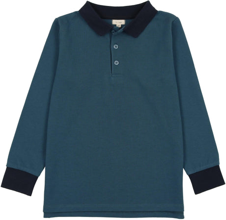 Lil Legs Boys Long Sleeve Contrast Polo Shirt