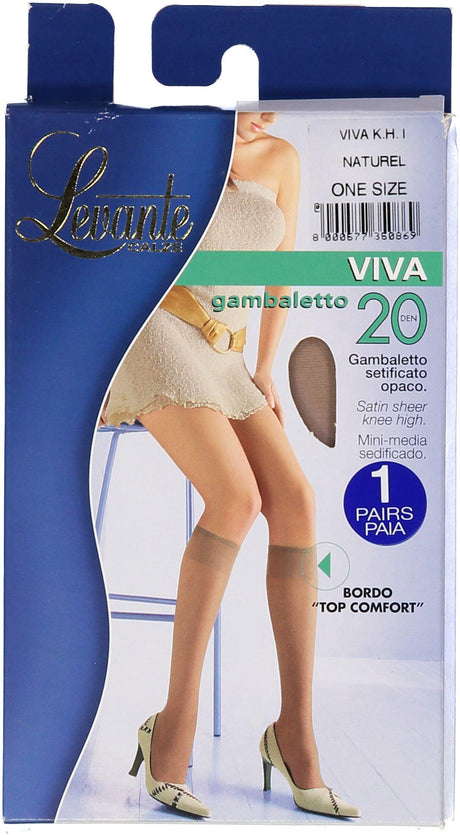 Levante Womens Viva 20 Denior Satin Sheer 2 Pack Knee High