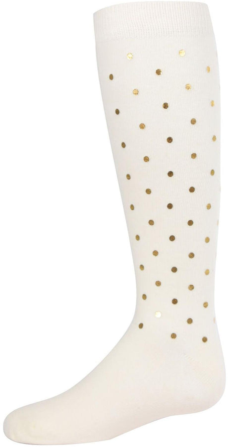 Memoi Girls Metallic Dot Knee High Socks - MKF-7011