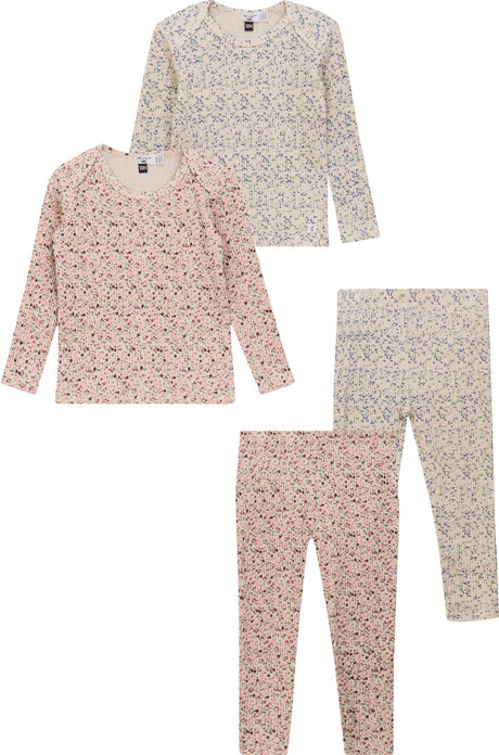 Little Fragile Boys Girls Floral/Splatter Ribbed Cotton Pajamas - SB5CP7106E