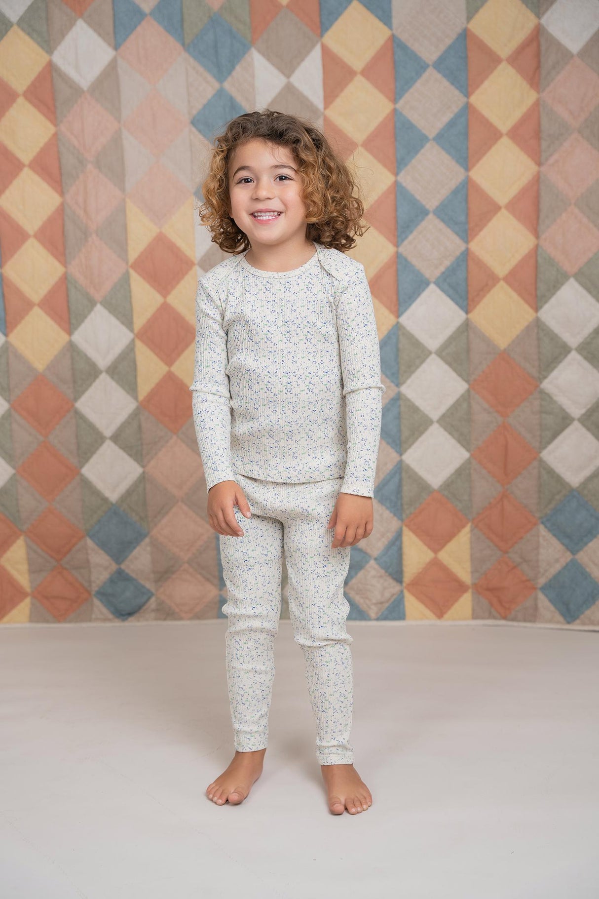 Little Fragile Boys Girls Floral/Splatter Ribbed Cotton Pajamas - SB5CP7106E