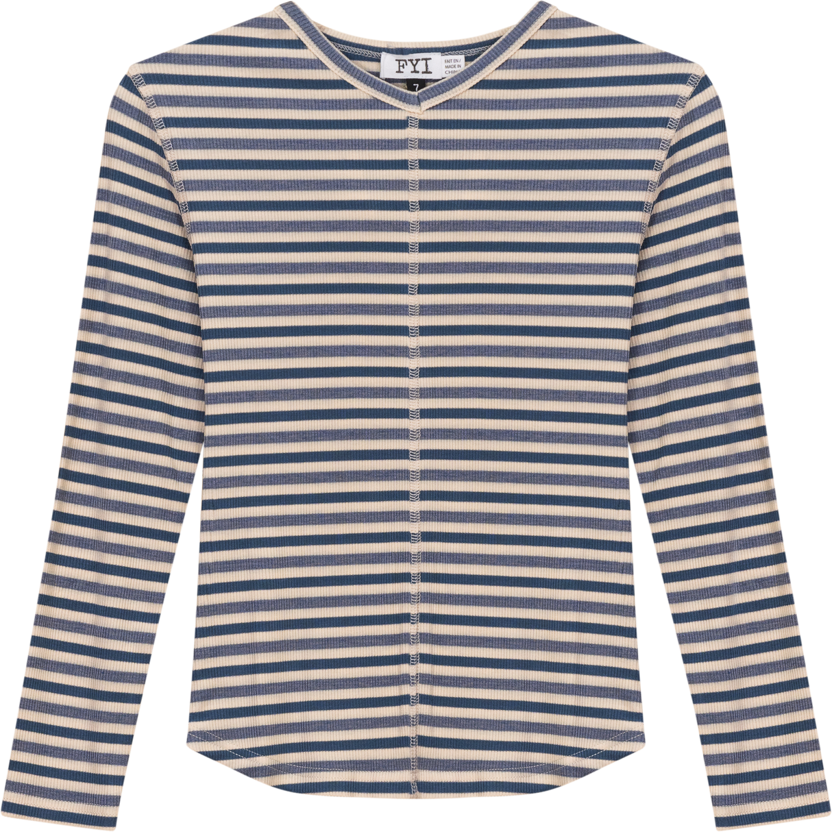 FYI Girls Teens Striped Rib Long Sleeve T-shirt - SB5CP7136