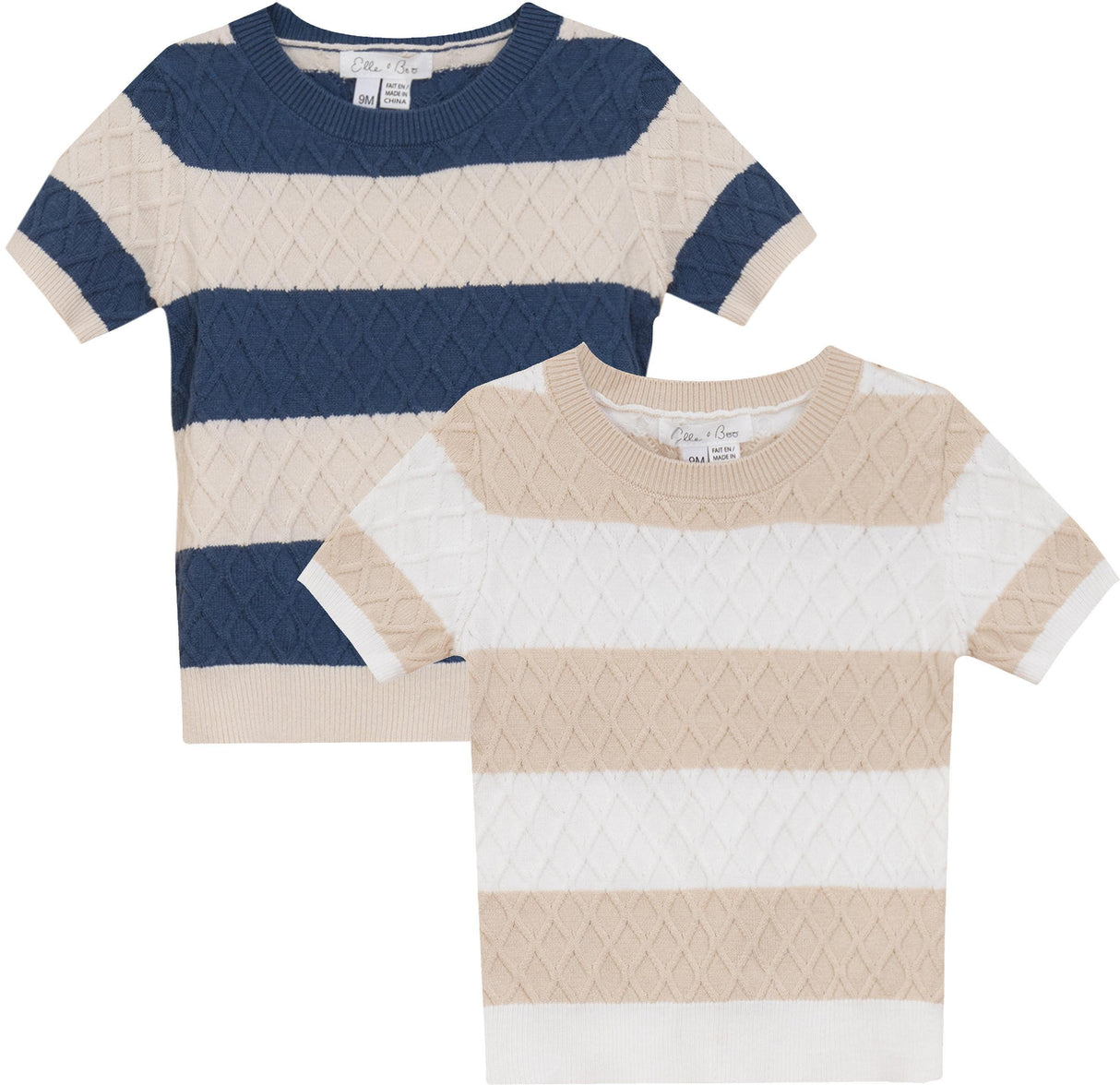 Elle & Boo Boys Honeycomb Knit Short Sleeve Sweater - SB5CP7142