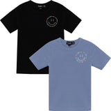 Puddles Boys Embroidered Smiley Ribbed Short Sleeve T-shirt - SB5CY2551T