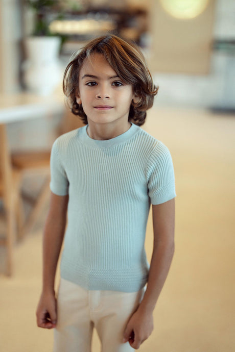 Space Gray Boys Short Sleeve Sweater - SB5CY2560T