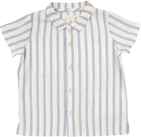 Analogie by Lil Legs Linen Stripe Collection Boys Short Sleeve Dress Shirt - LSBDS