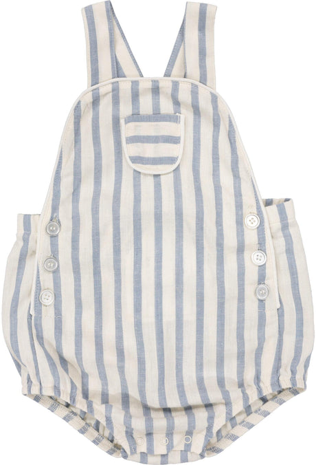 Analogie by Lil Legs Linen Stripe Collection Baby Boys Pocket Romper - LSPR