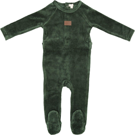 Lil Legs Baby Toddler Boys Velour Leather Tab Footie Stretchie