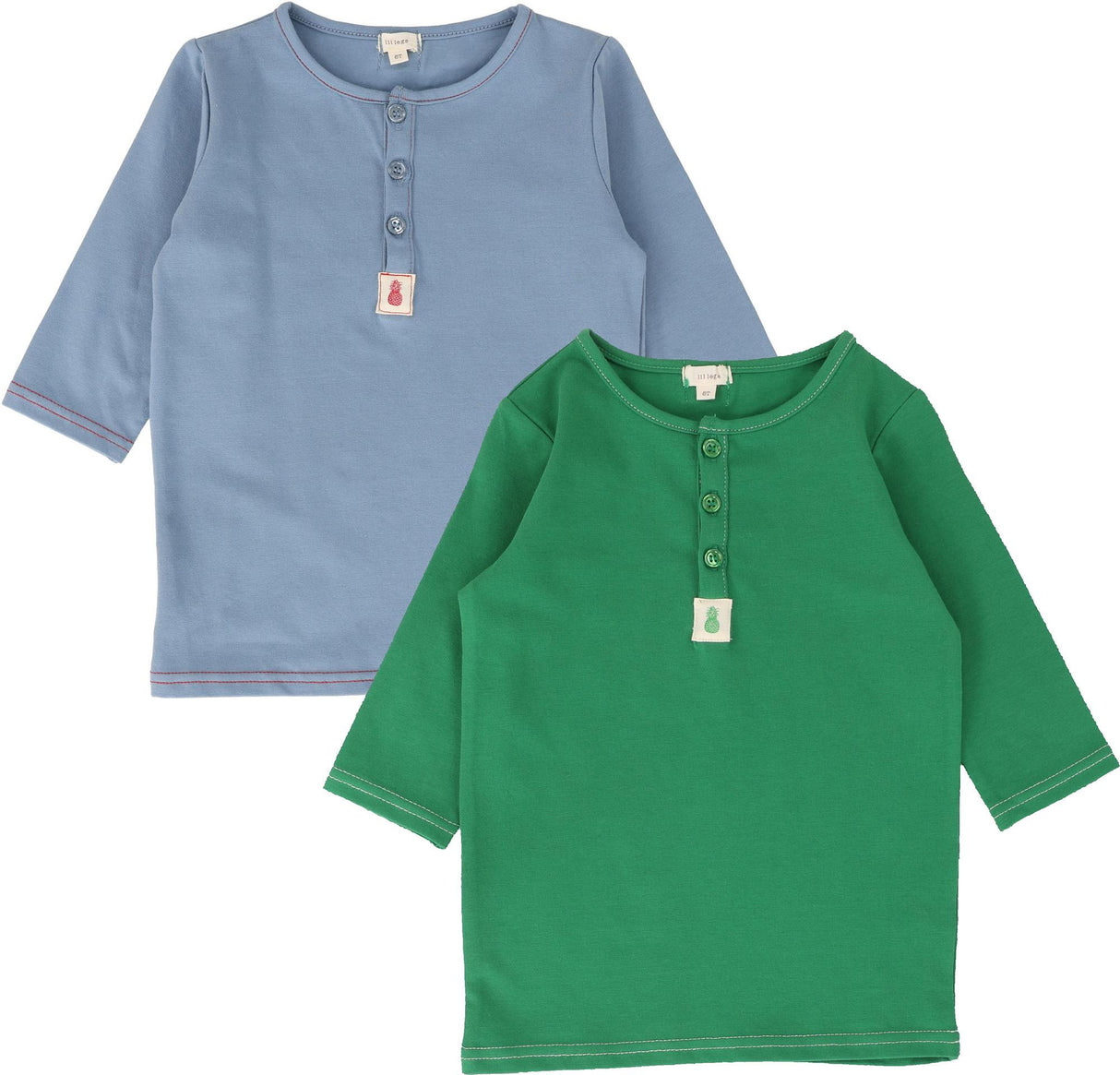 Lil Legs Contrast Collection Girls Henley 3/4 Sleeve T-shirt Tee - CHTQ