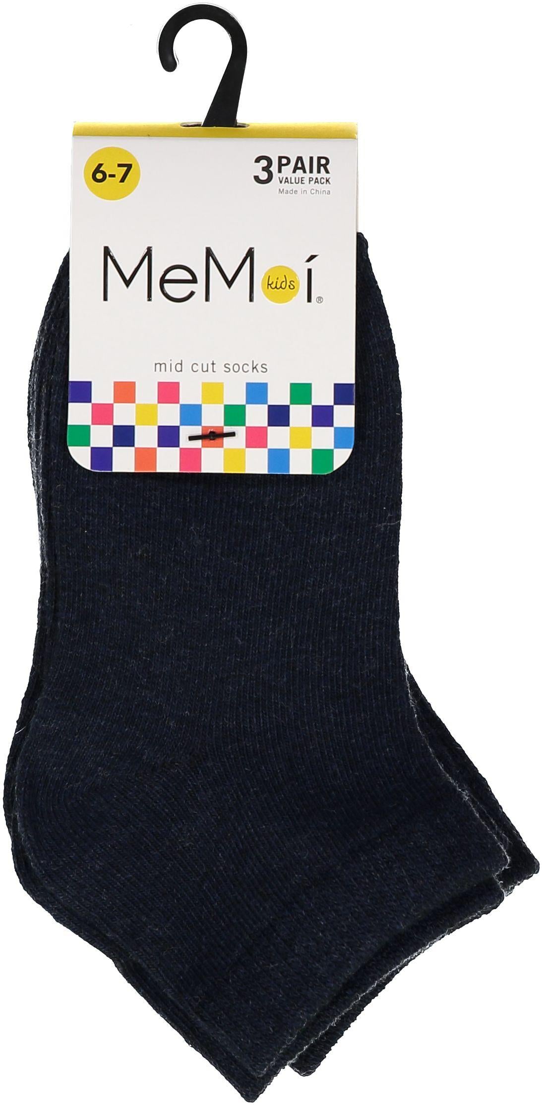 Memoi Boys Girls Unisex Mid-Cut Crew Socks 3 Pack - MK-556 – ShirtStop