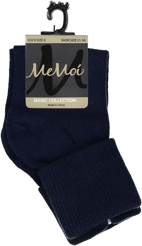 Memoi Boys Girls Unisex Basic Solid Color Triple Roll Socks - MK-5058