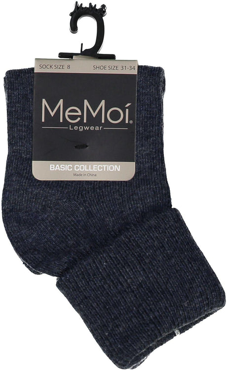 Memoi Boys Girls Unisex Basic Solid Color Triple Roll Socks - MK-5058