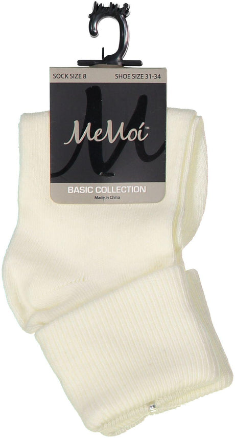 Memoi Boys Girls Unisex Basic Solid Color Triple Roll Socks - MK-5058