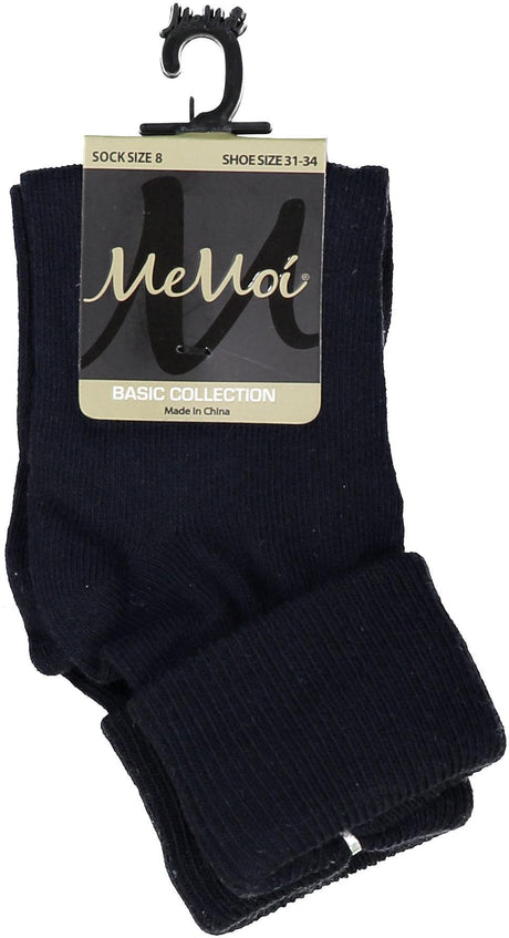 Memoi Boys Girls Unisex Basic Solid Color Triple Roll Socks - MK-5058