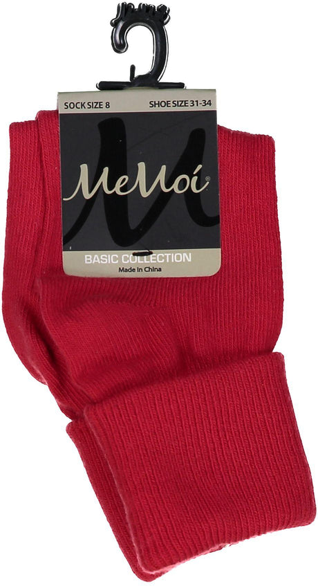 Memoi Boys Girls Unisex Basic Solid Color Triple Roll Socks - MK-5058