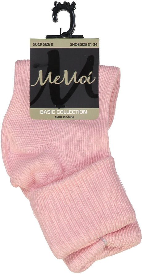 Memoi Boys Girls Unisex Basic Solid Color Triple Roll Socks - MK-5058