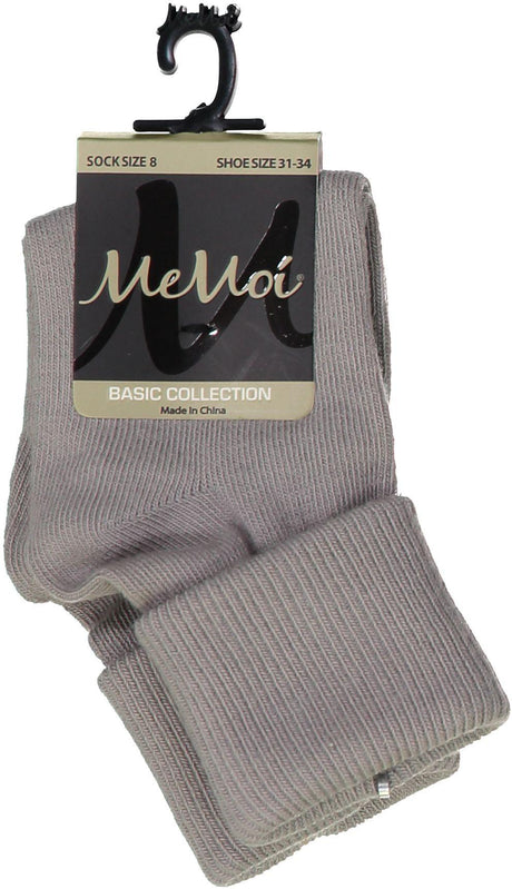 Memoi Boys Girls Unisex Basic Solid Color Triple Roll Socks - MK-5058