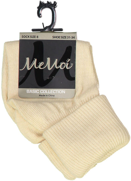 Memoi Boys Girls Unisex Basic Solid Color Triple Roll Socks - MK-5058