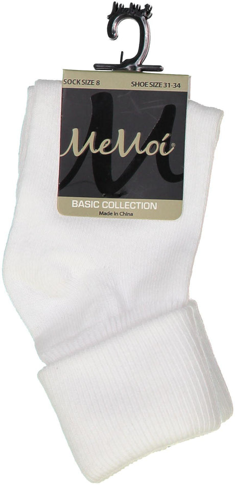 Memoi Boys Girls Unisex Basic Solid Color Triple Roll Socks - MK-5058