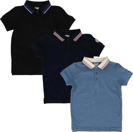 Lil Legs Boys Multi Stripe Collar Short Sleeve Polo Shirt - PMSCP